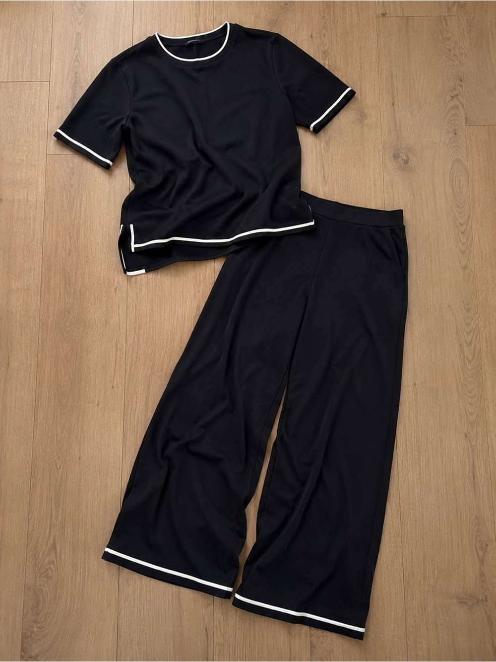 Adrianna Papell Black/White Two-Piece Lounge Set Sz XL